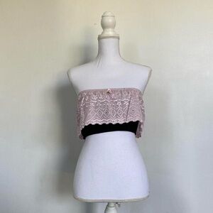 NWT Pink & black lace tube top.